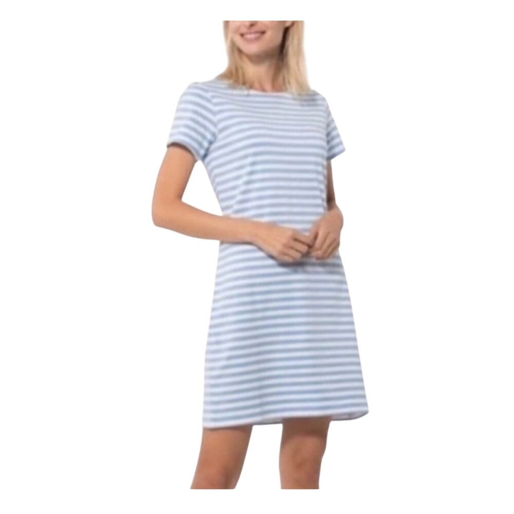 STS Sail to Sable Womens Blue and White Striped Short Sleeve Dress XS
